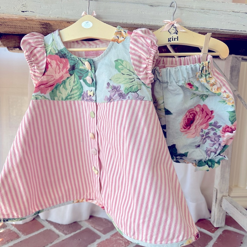 Boutique two piece girls dress and bloomers.